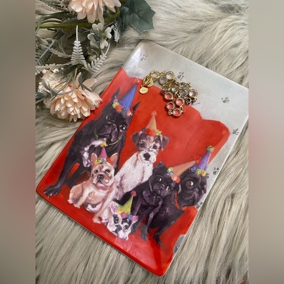 Anthropologie Other - Green box Art + Culture  Dogs Trinket Dish  Art By Lisa Fiver 5”x 7”